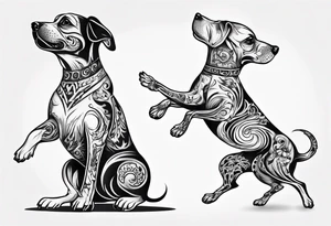 two dogs dancing on their hind legs. tattoo idea
