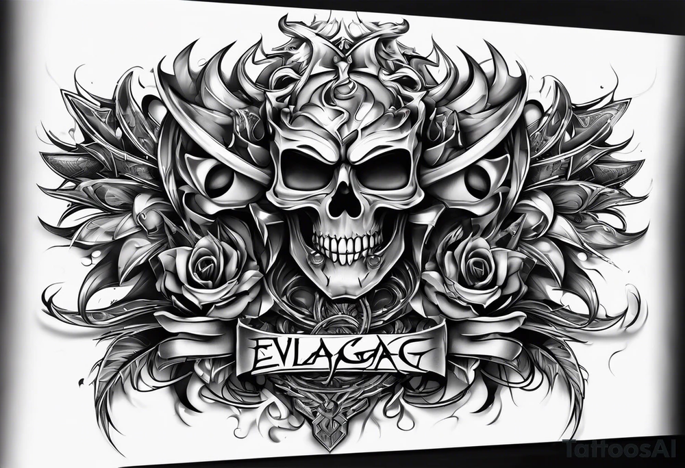 Graffiti art of the name Evil Jaga tattoo idea