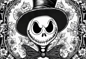 Jack Skellington with flowers as a border tattoo idea