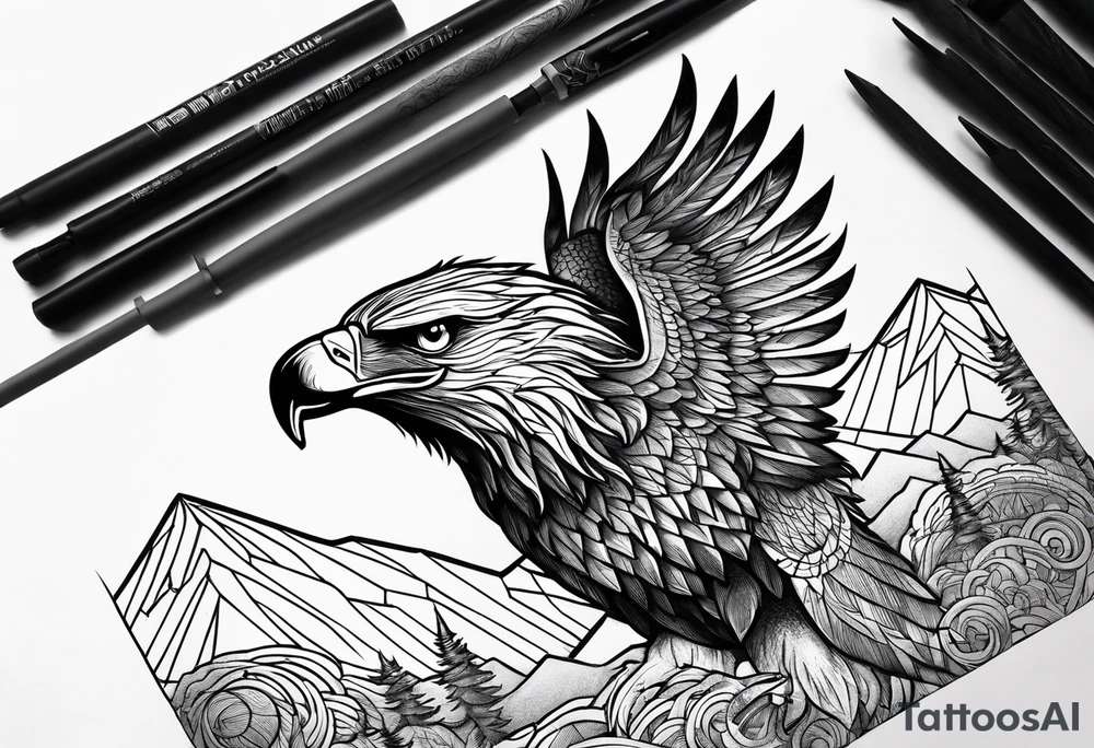Be an eagle in the sky and a direwolf on the earth. tattoo idea