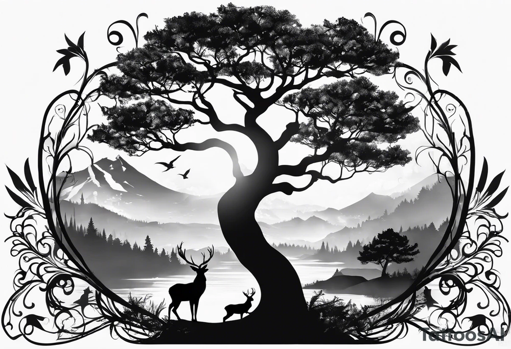 Bäume silhouette tattoo idea