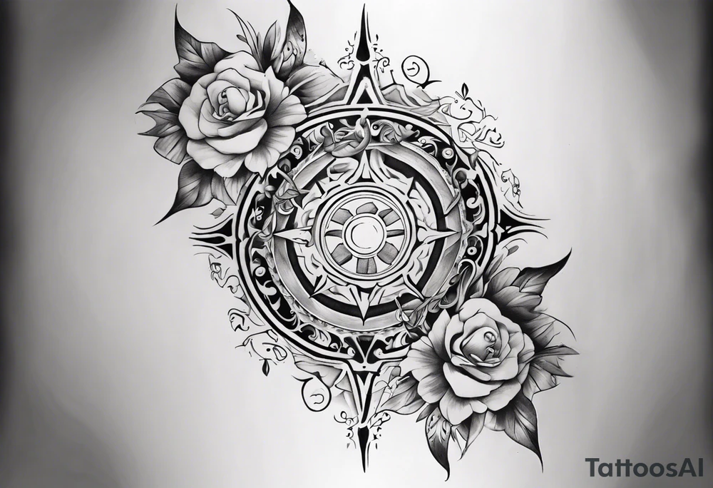 Black and white and ornamental style tattoo which will wrap around ankle horizontally which is larger in the centre tattoo idea