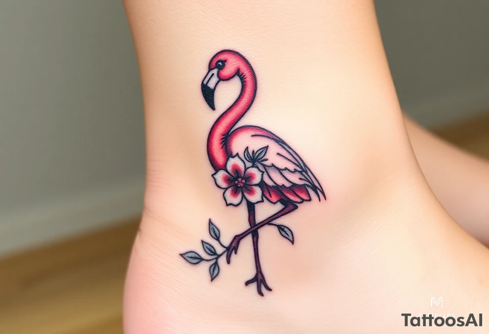 Flamingo made of flower tattoo idea