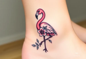 Flamingo made of flower tattoo idea