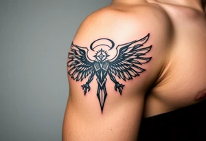 Powerful archangel, warrior, holy angel army tattoo idea