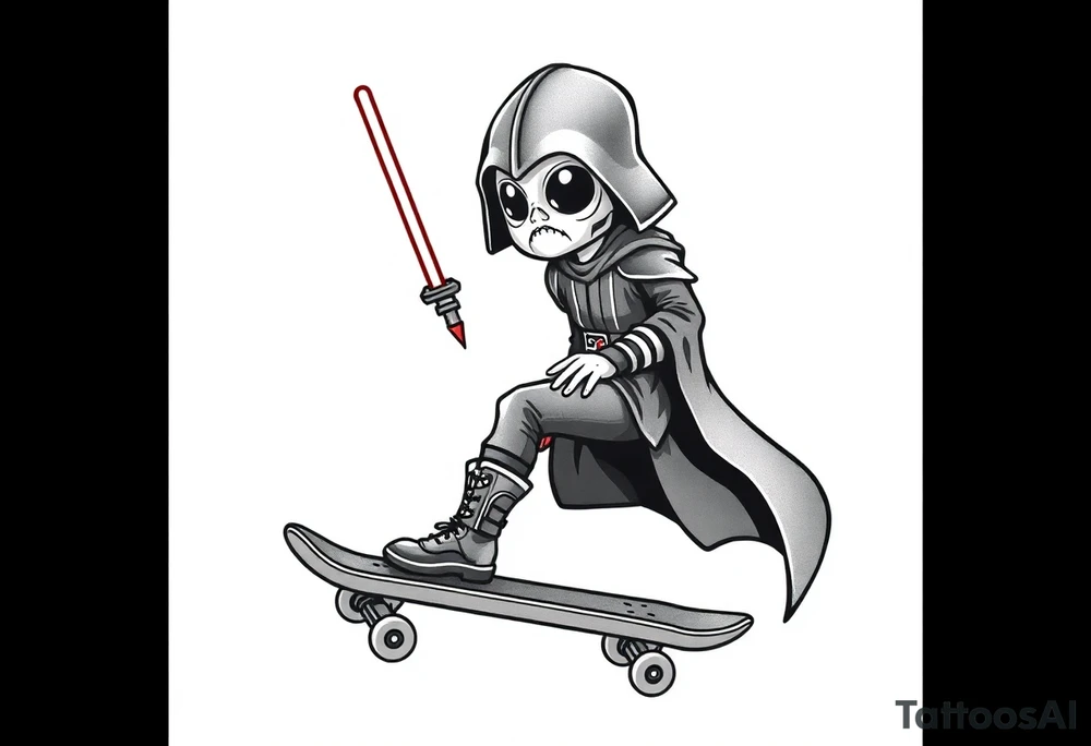 skateboarding Darth Carter, star wars, outdoors, future, memento mori tattoo idea