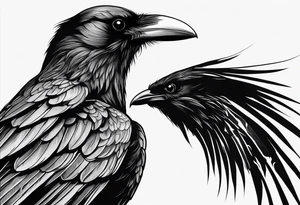 a scary black raven facing left tattoo idea