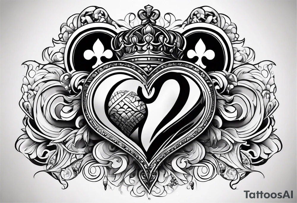 royal flush of hearts tattoo idea