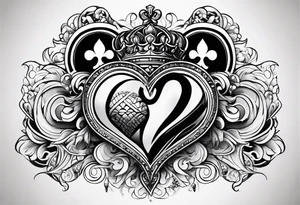 royal flush of hearts tattoo idea