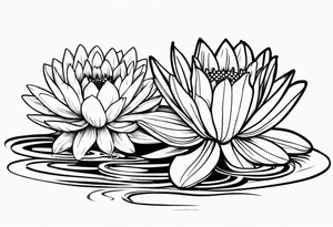 Water Lillie and Daisy minimal tattoo idea