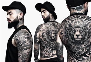full body tattoo on the back from top to bottom tattoo idea