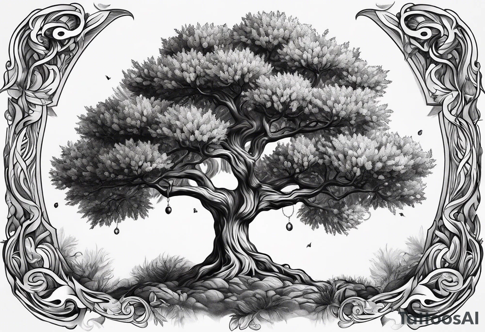 psychedelic olive tree tattoo idea