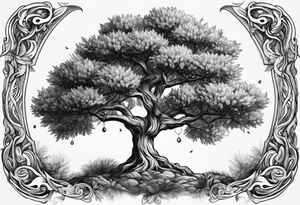 psychedelic olive tree tattoo idea
