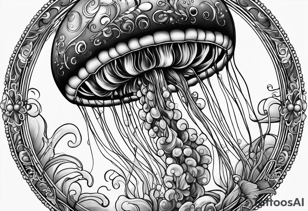Jellyfish swimming bubbles tattoo idea