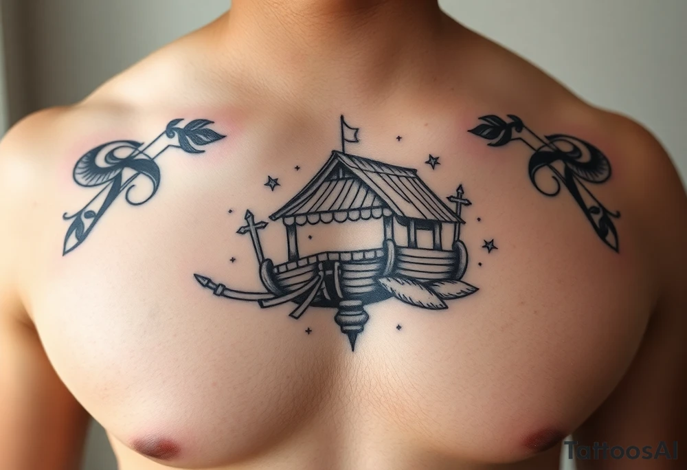 Samoan noah’s ark tattoo chest piece tattoo idea