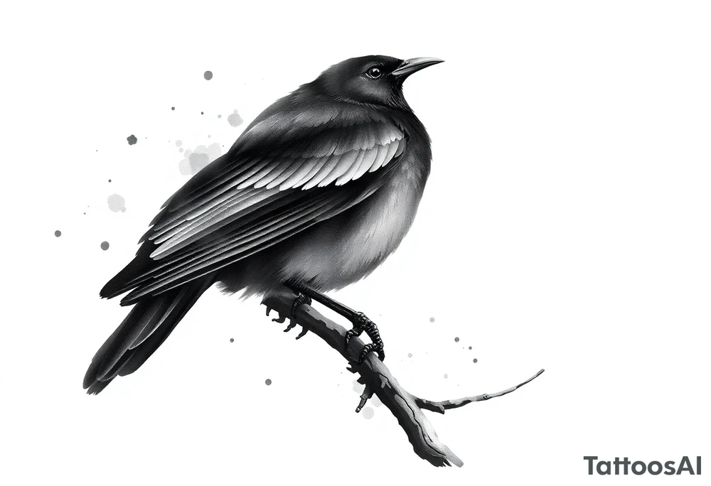 Male European Blackbird on a branch tattoo idea tattoo idea