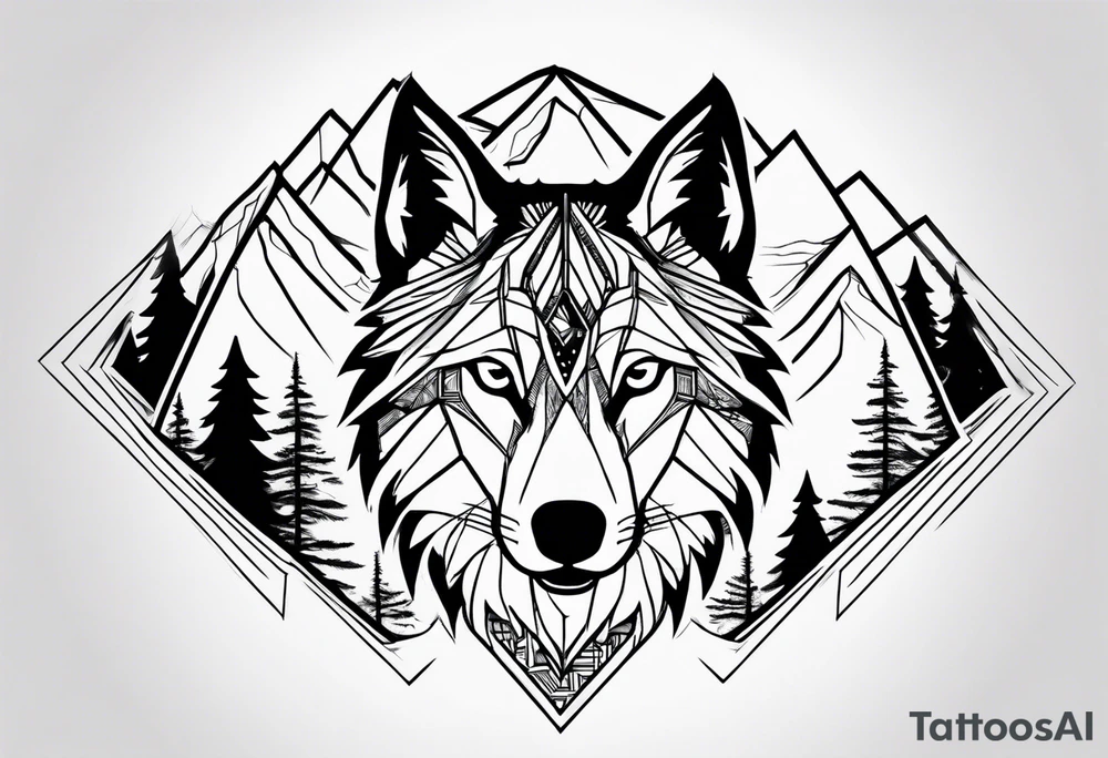 Mountains, wolf eyes underneath tattoo idea