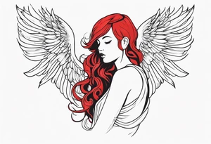 red hair angel girl full body tattoo idea
