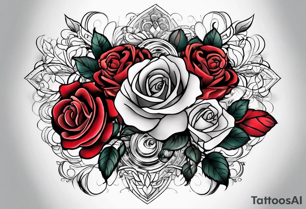 Blend roses and digital circuitry for an arm sleeve tattoo idea