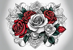 Blend roses and digital circuitry for an arm sleeve tattoo idea