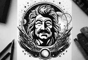 spartan, outer space, Einstein, physics, writing, sleeve tattoo tattoo idea