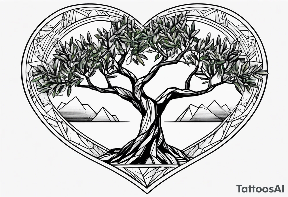 Olive tree 
Geometric heart tattoo idea