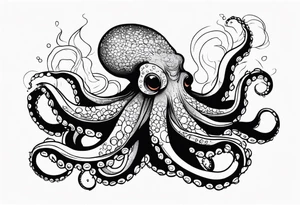 Octopus, volcano eruption tattoo idea