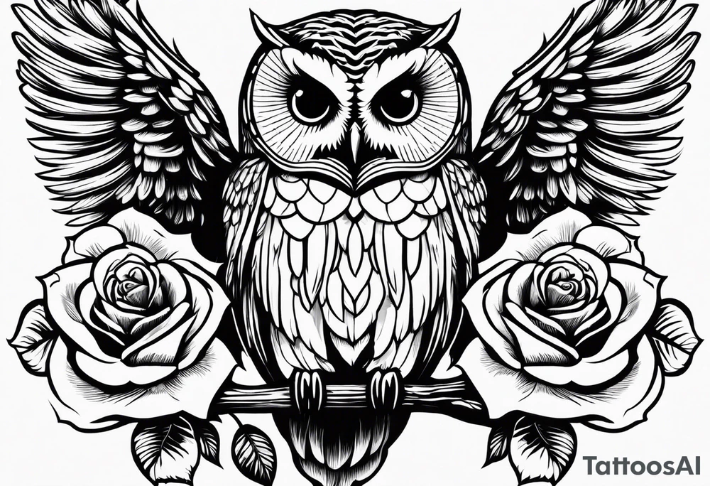 Barred owl and a rose tattoo idea