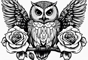 Barred owl and a rose tattoo idea