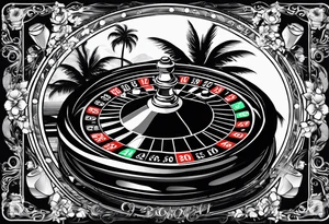 ROULETTE casino card games dice sun palm tree tattoo idea