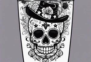 Trick or treat, sugar skull, 20 oz tumbler banner design, candy, minimalist, potions, brew, broom, spellbound, voodoo, cat, poly juice potion, moon, stars, sugar skull tattoo idea