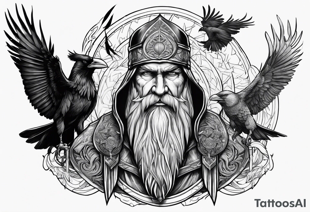 Odin with 2 crow tattoo idea