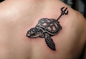turtle with trident tattoo idea