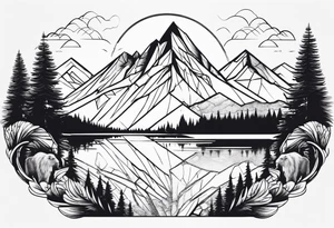 Mountains, animals, concept tattoo idea