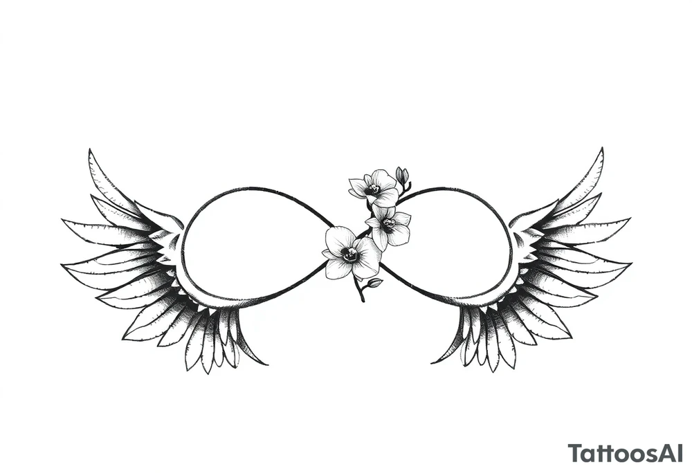 Infinity loop with wings and a small orchid tattoo idea Infinity loop with wings and a small orchid tattoo idea