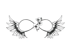 Infinity loop with wings and a small orchid tattoo idea