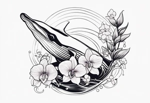 An anchor and orchids and a humpback whale tattoo idea