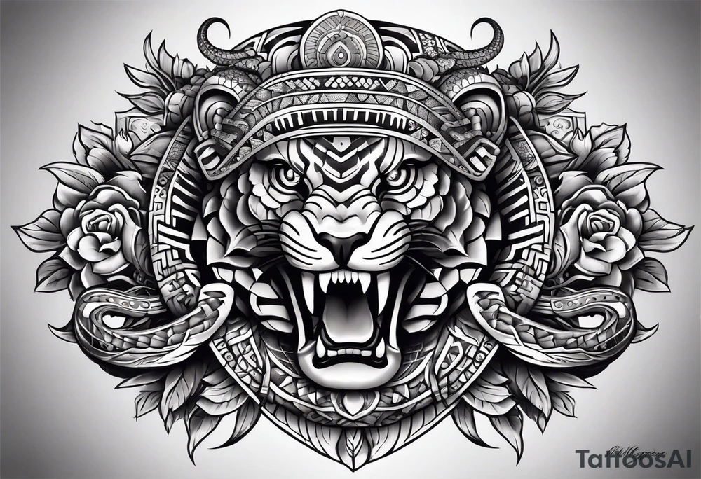aztec snake sleeve tattoo idea