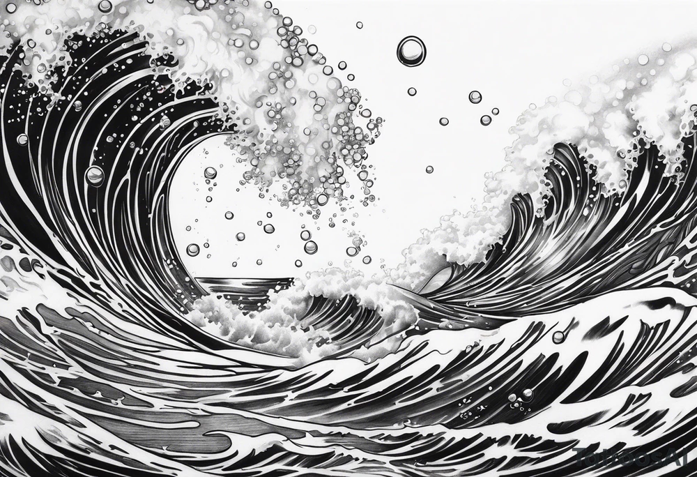 ocean waves bubbles tattoo idea