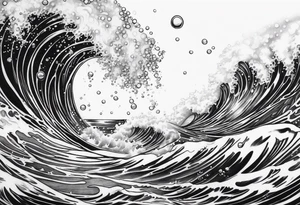 ocean waves bubbles tattoo idea