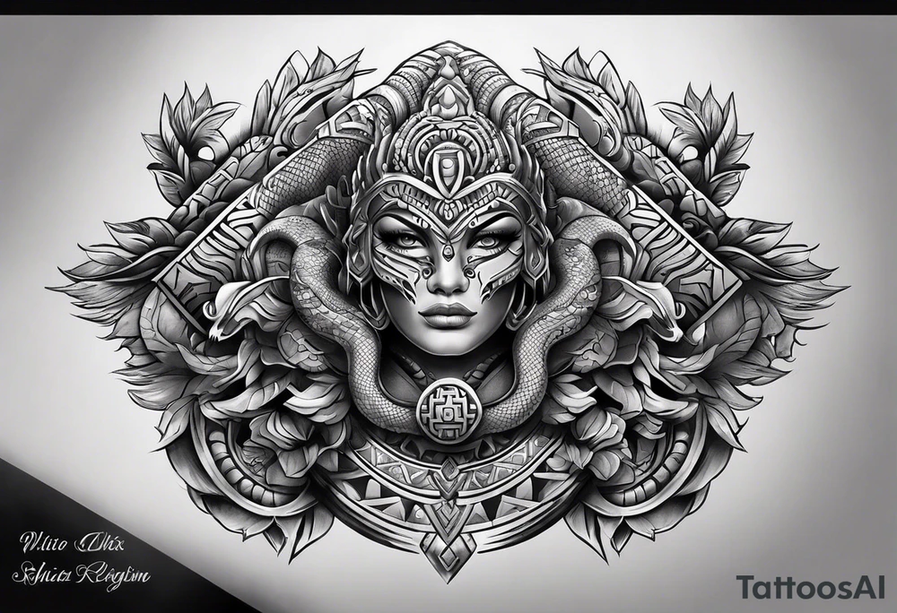 aztec snake sleeve tattoo idea