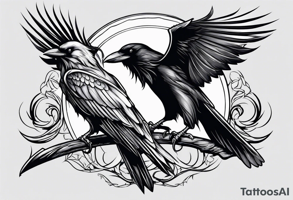 Raven and grim reaper sythe tattoo idea