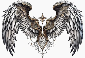 beautiful angel wings with filigree tattoo idea