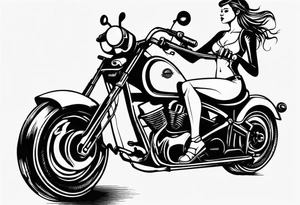 Girl riding motorcycle drinking a beer tattoo idea