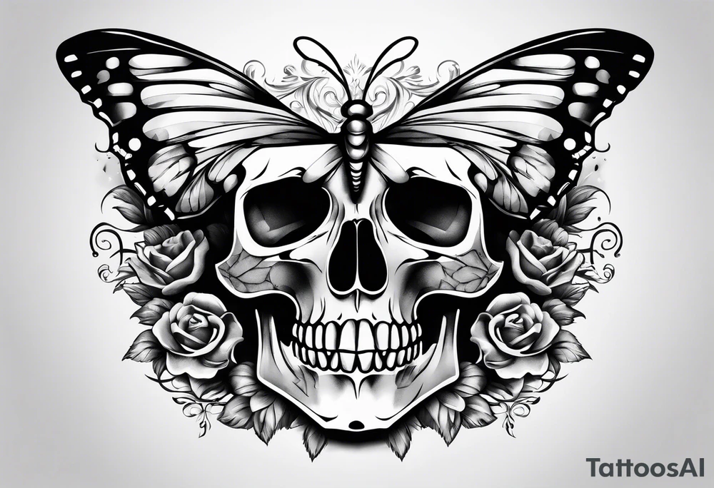 Skull butterfly tattoo idea