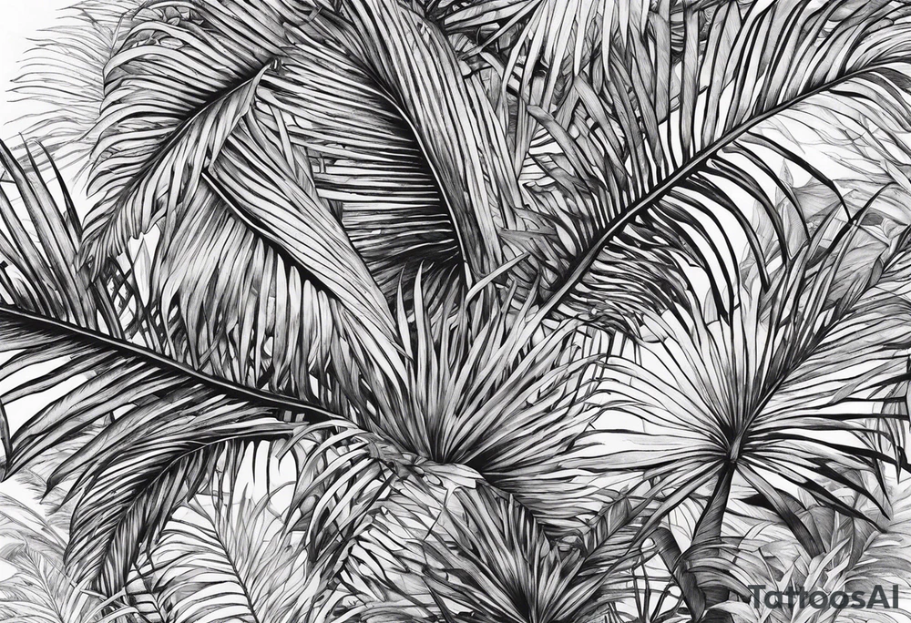 palm tree but swap leaves with human palms tattoo idea