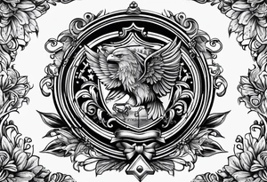 Crest with kids names tattoo idea