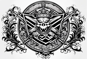 Family crest cool looking with swords tattoo idea