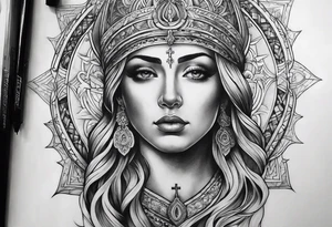 religious theme full upper arm piece tattoo idea