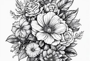 Floral with leaves tree and small animals tattoo idea
